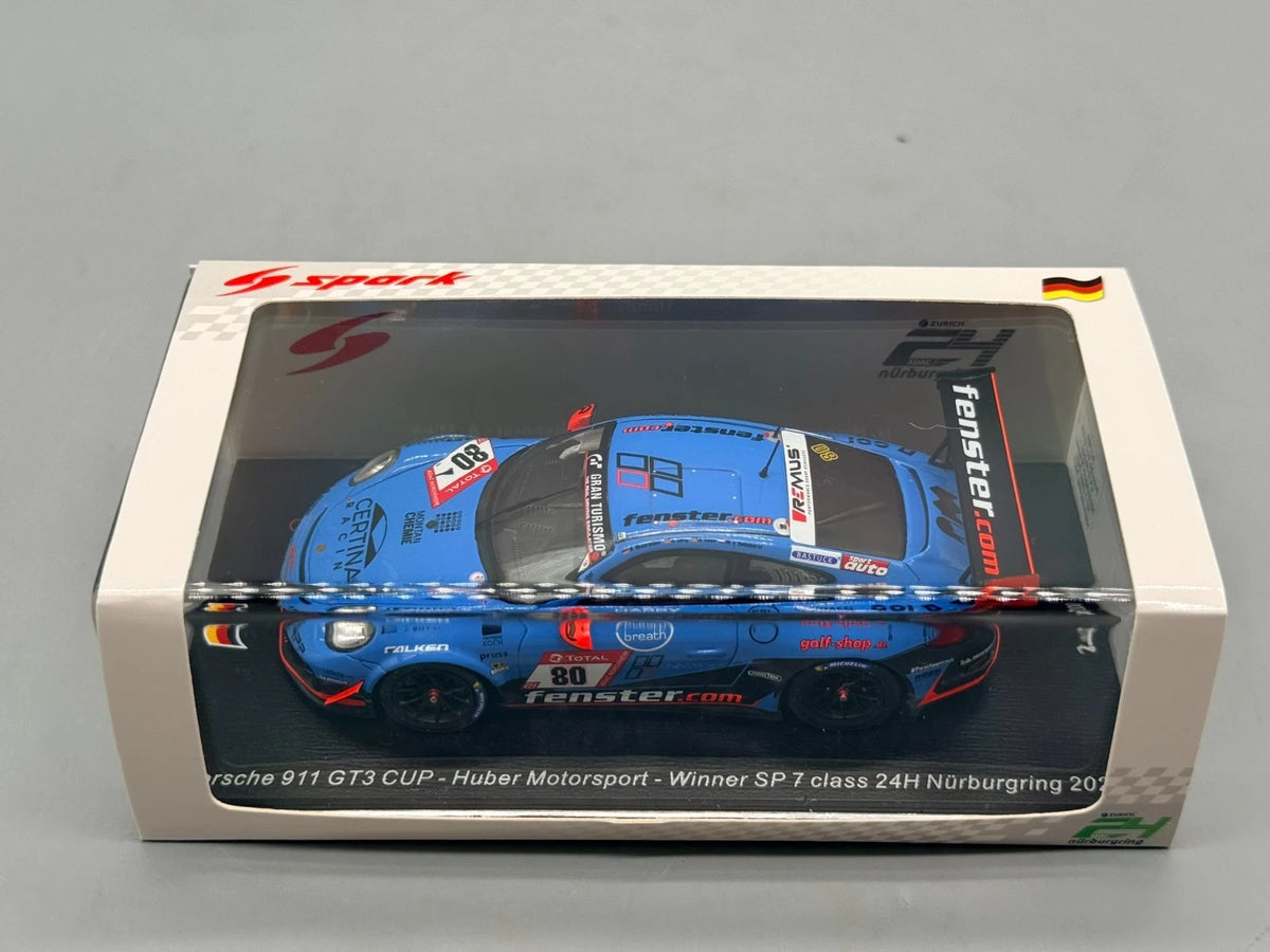 Modellautos 1:43 Spark Porsche 911 GT3 Cup Winner SP7 class 24H Nürburgring +OVP
