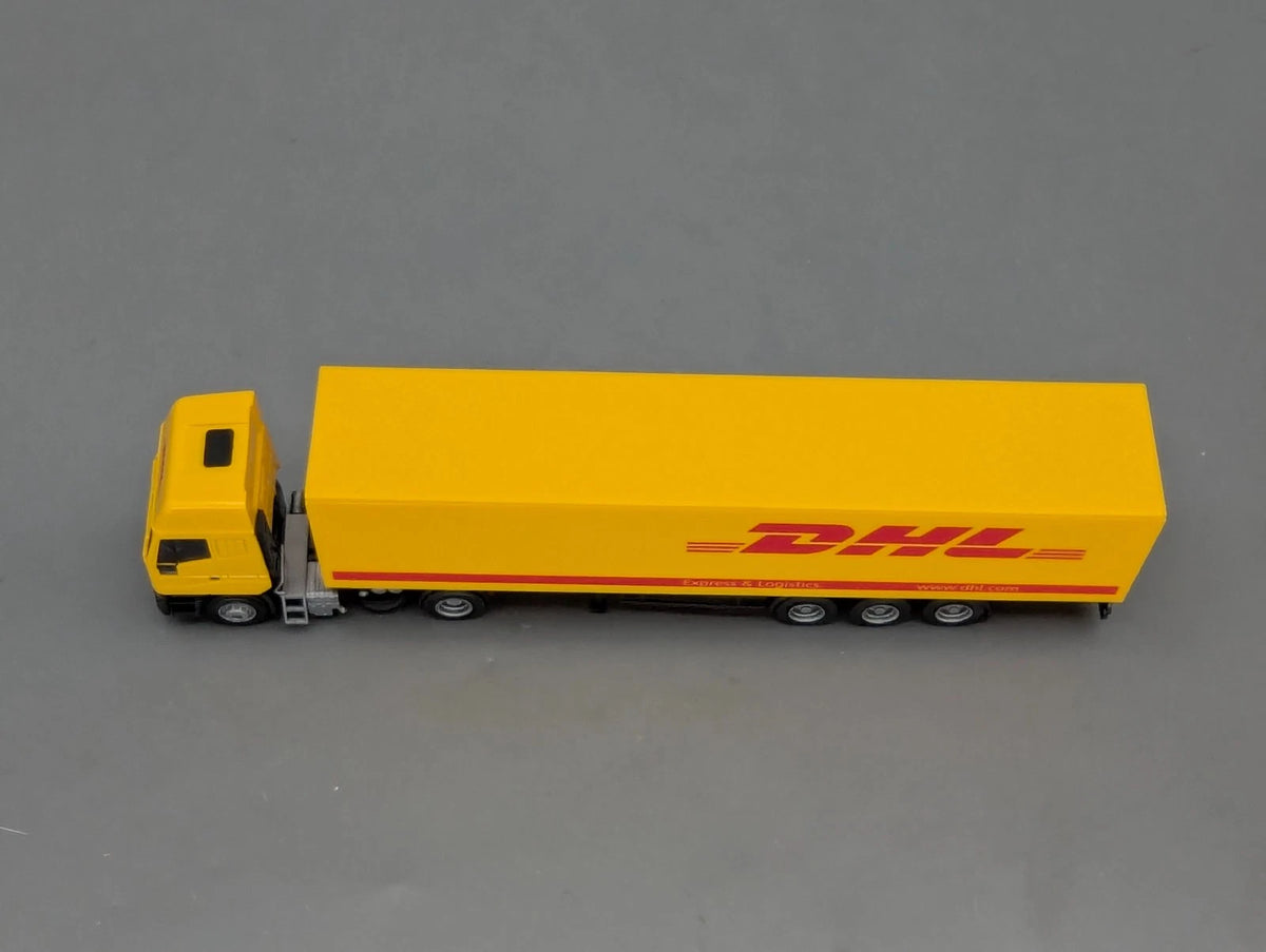 Lkw Modell 1:87 Rietze Iveco Eurostar Sattelzug DHL in Vitrine mit OVP