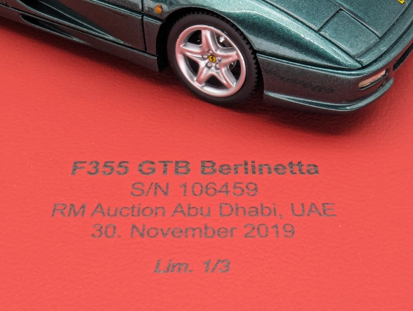 Modellautos 1:43 BBR Ferrari 355 GTB Berlinetta Auction UAE 2019 1/3 in OVP