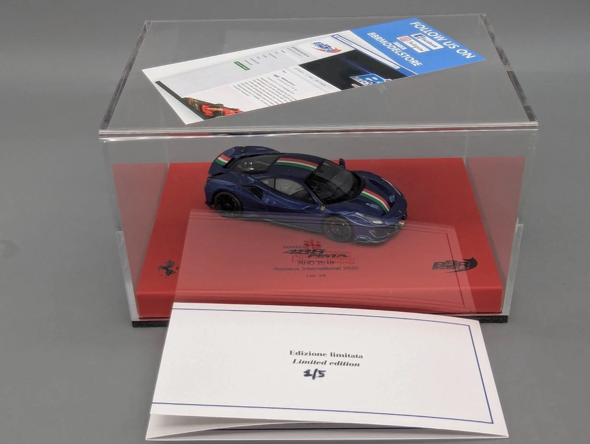Modellautos 1:43 BBR Ferrari 488 Pista RHD Blu TdF 2019 Romans 2020 Ltd 1/5 OVP