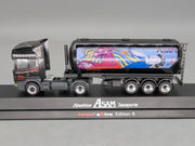 Lkw Modell 1:87 Herpa Edition 8 Scania Silo Sattelzug ASAM Transporte Vitrine