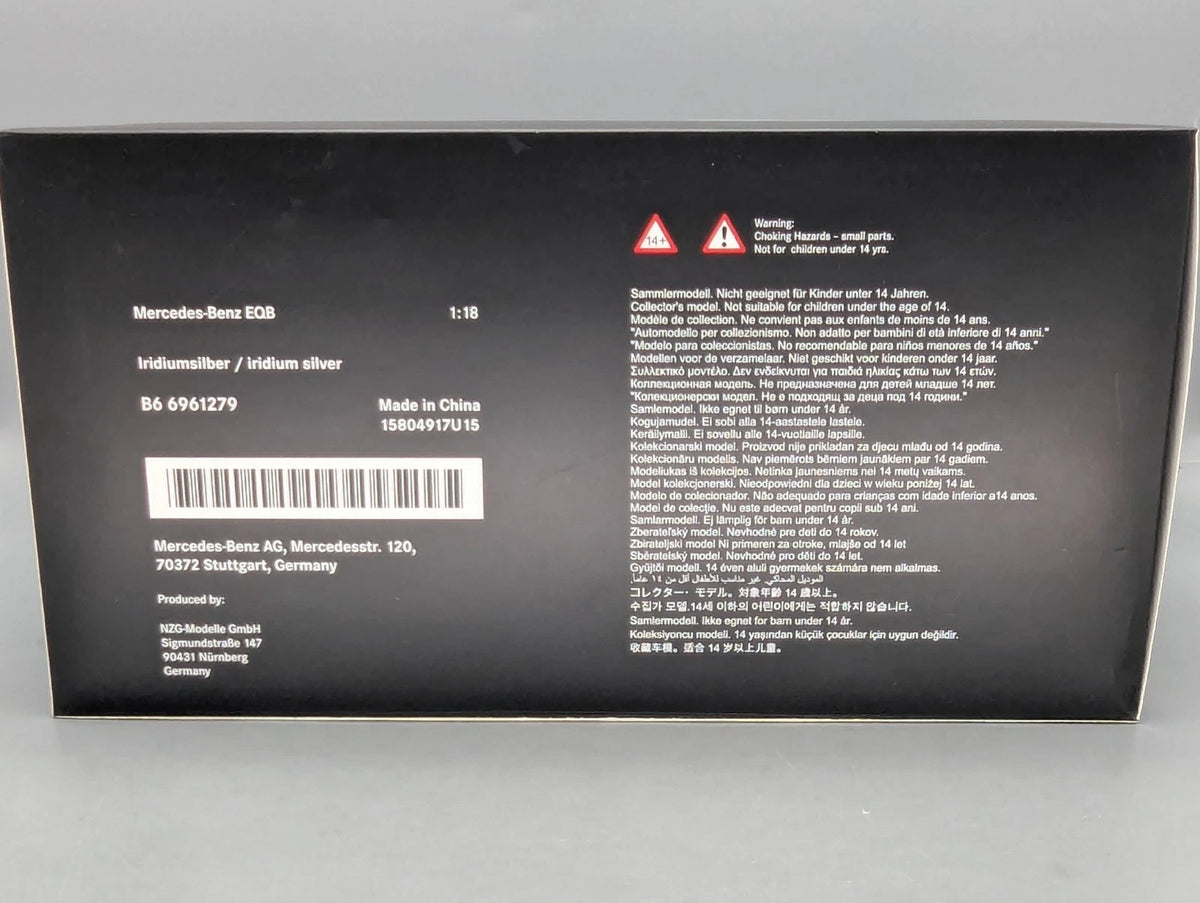 Modellautos 1:18 NZG Mercedes Benz EQB Iridiumsilber mit Dealer OVP