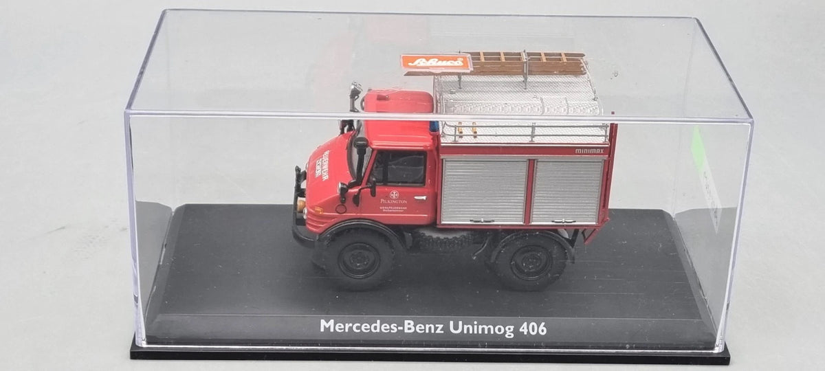 LKW Modelle 1:43 Schuco 03157 Mercedes-Benz Unimog 406 Feuerwehr Pilkington OVP