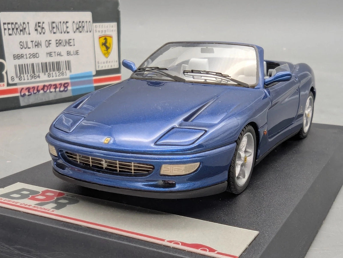Modellautos 1:43 BBR Ferrari 456 Venice Cabrio Sultan of Brunei Blau Met mit OVP