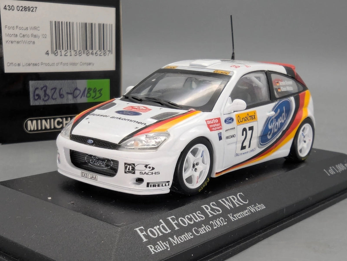 Modellautos 1:43 Minichamps Ford Focus RS WRC Rallye Monte Carlo 2002 #2 mit OVP