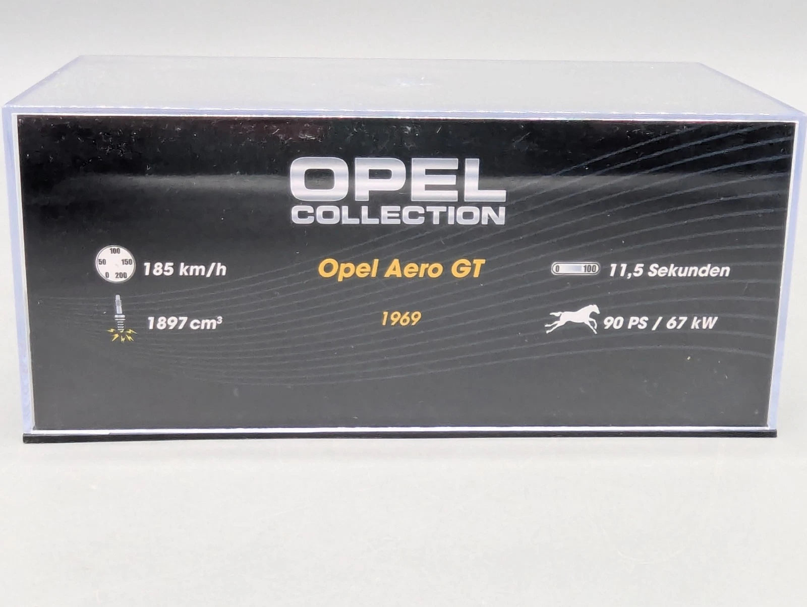 Modellautos 1:43 Ixo für Eaglemoss Opel Collection Opel Aero GT 1969 mit Vitrine