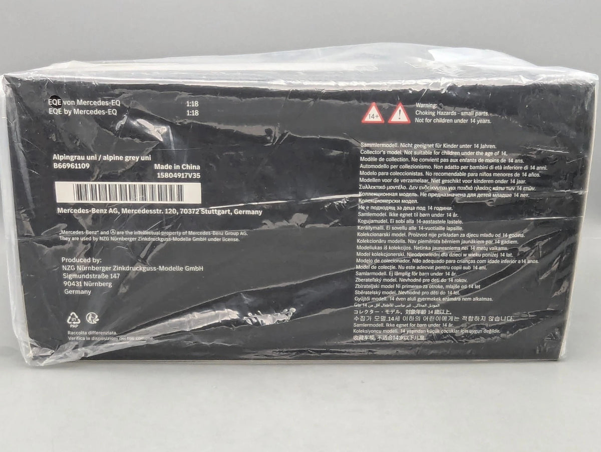Modellautos 1:18 NZG Mercedes Benz EQE Alpin Grau Uni mit Dealer OVP