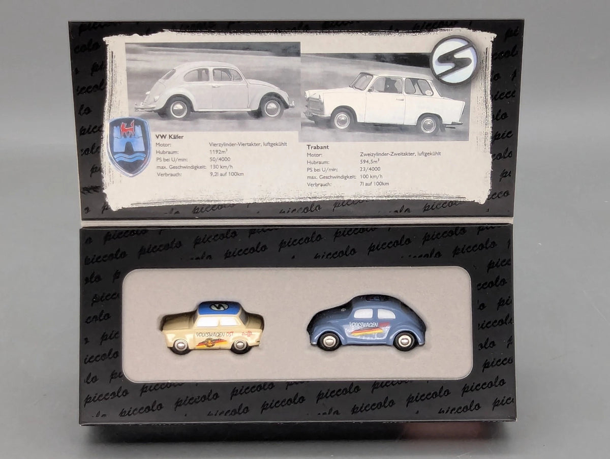 Modellautos 1:90 Schuco Piccolo Set 15 Jahre deutsche Einheit VW + Trabant OVP