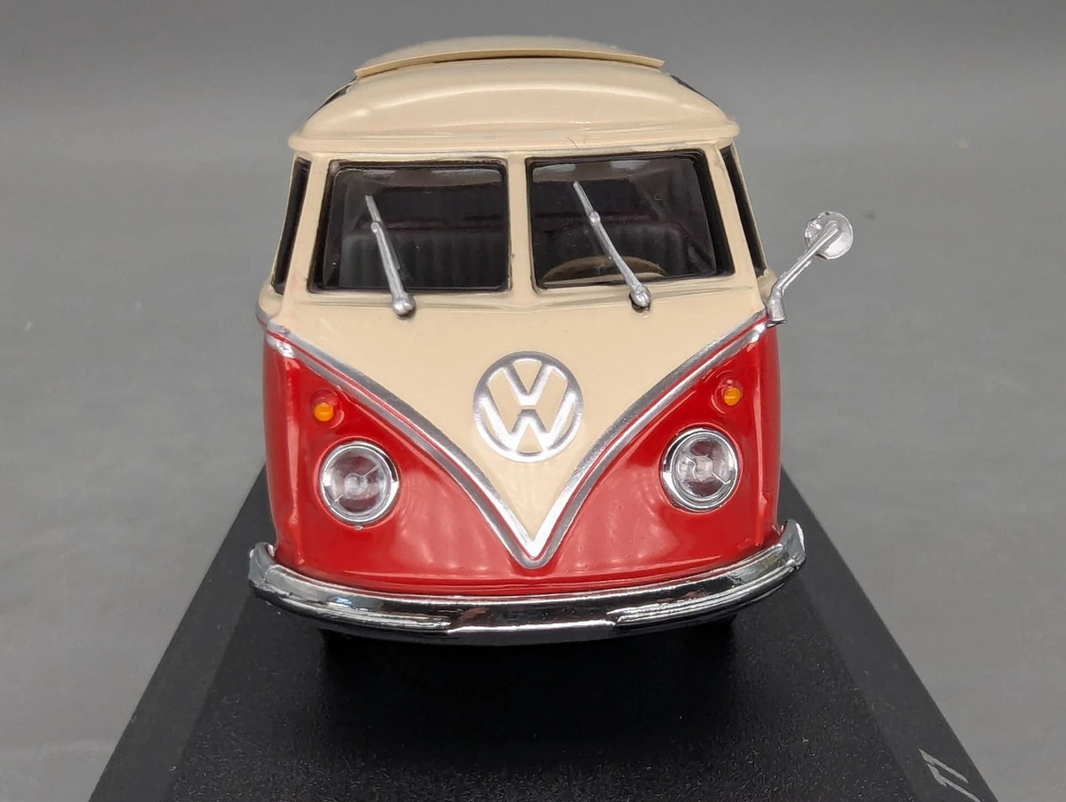 Modellautos 1:43 Minichamps Volkswagen VW Classic Bus T1 Rot Weiß mit Dealer OVP