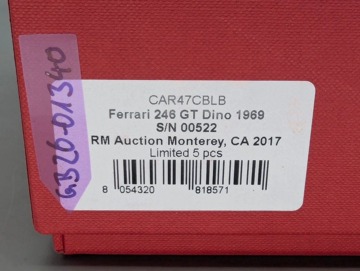 Modellautos 1:43 BBR Ferrari 246 GT Dino 1969 Auction CA 2017 01/05 mit OVP