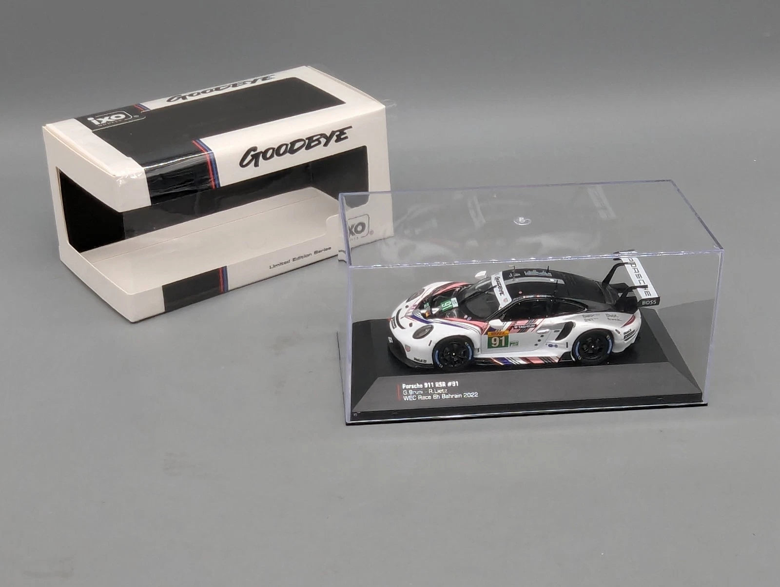 Modellautos 1:43 IXO Porsche 911 RSR WEC 8h Bahrain 2022 #91 Bruni Lietz mit OVP