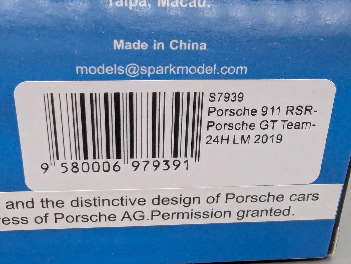 Modellautos 1:43 Spark S7939 Porsche 911 RSR 24h Le Mans 2019 #94 mit OVP