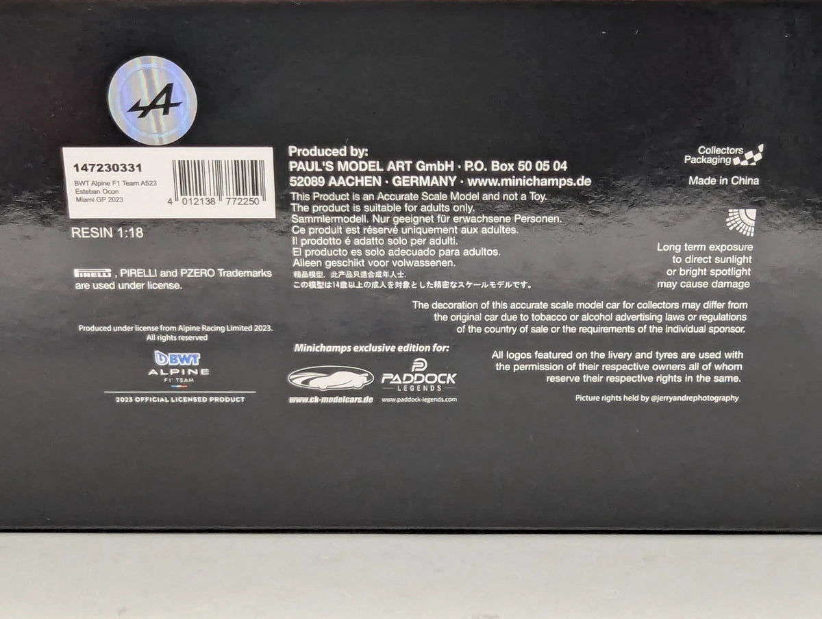 Modellautos 1:18 Minichamps BWT Alpine F1 Miami GP 2023 #31 Esteban Ocon mit OVP