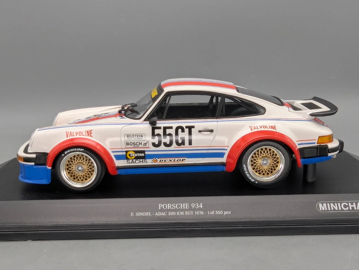 Modellautos 1:18 Minichamps Porsche 934 ADAC 300 km EGT 1976 #55GT E. Sindel OVP