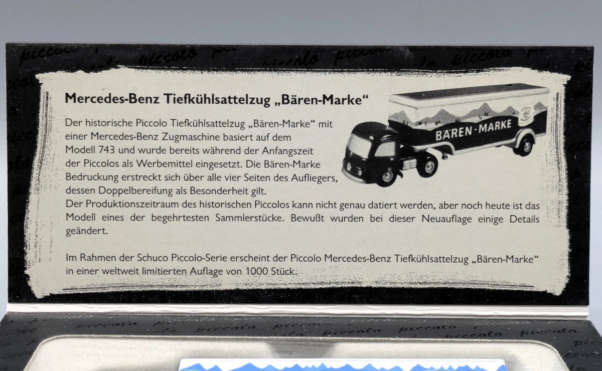 LKW Modell 1:90 Schuco Piccolo Mercedes-Benz Tiefkühlsattelzug Bären-Marke OVP