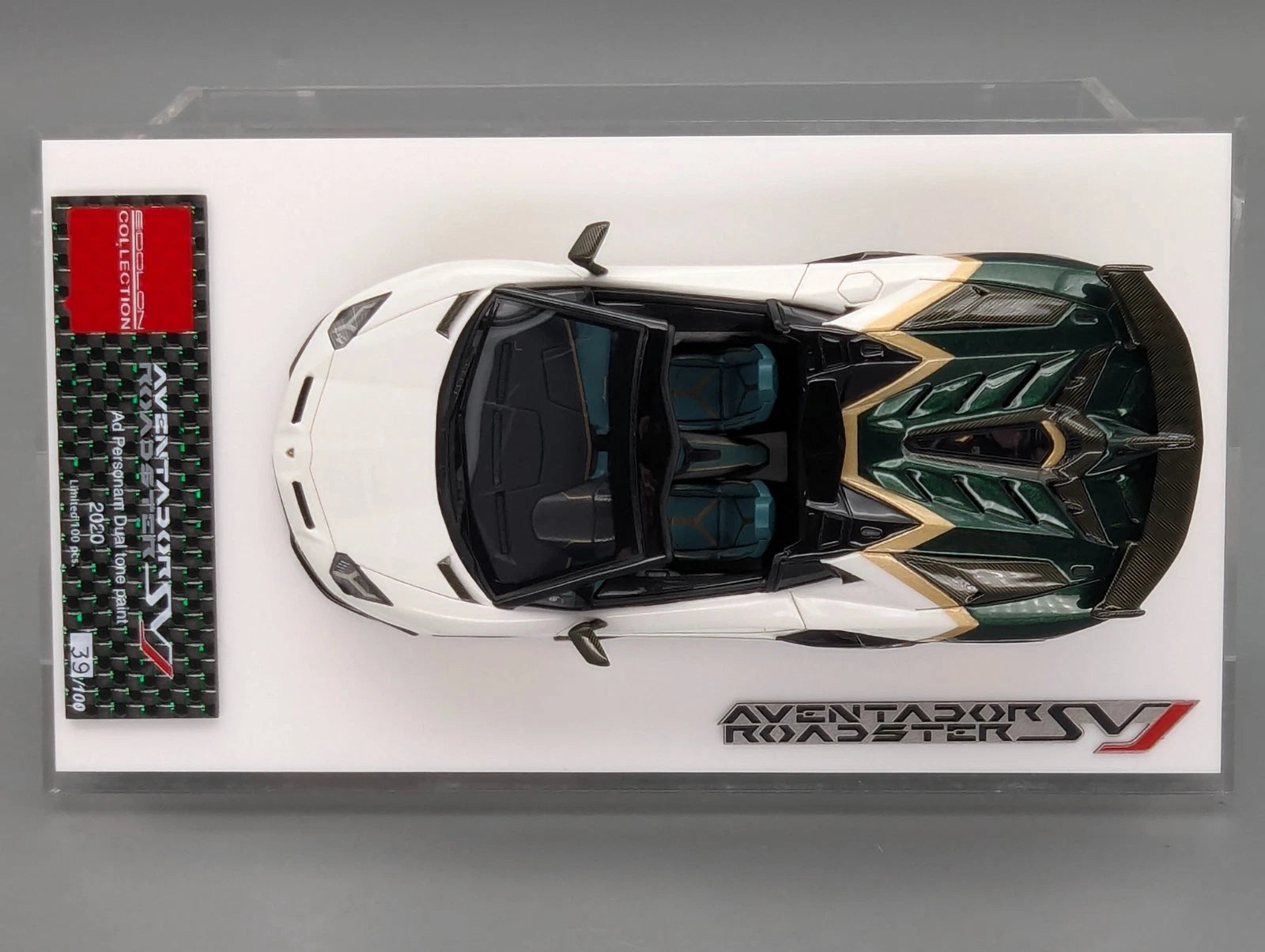 Eidolon Make Up 1:43 Lamborghini Aventador SVJ Roadster Weiß Grün Ltd 39/100 OVP