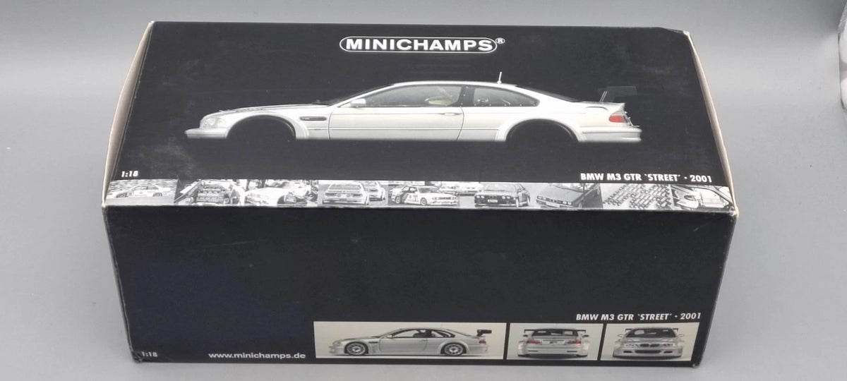 Modellautos 1:18 Minichamps 100 012100 BMW M3 GTR Street 2001 silver OVP