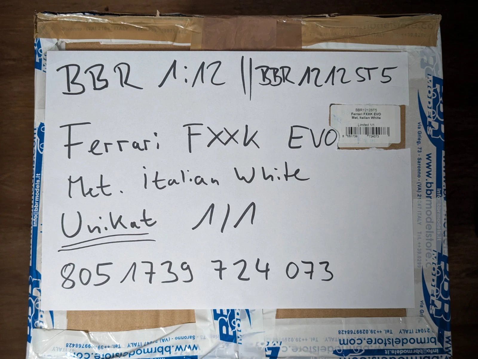 Modellautos 1:12 BBR Ferrari FXX-K EVO Met Italian White Ltd 01/01 Vitrine OVP