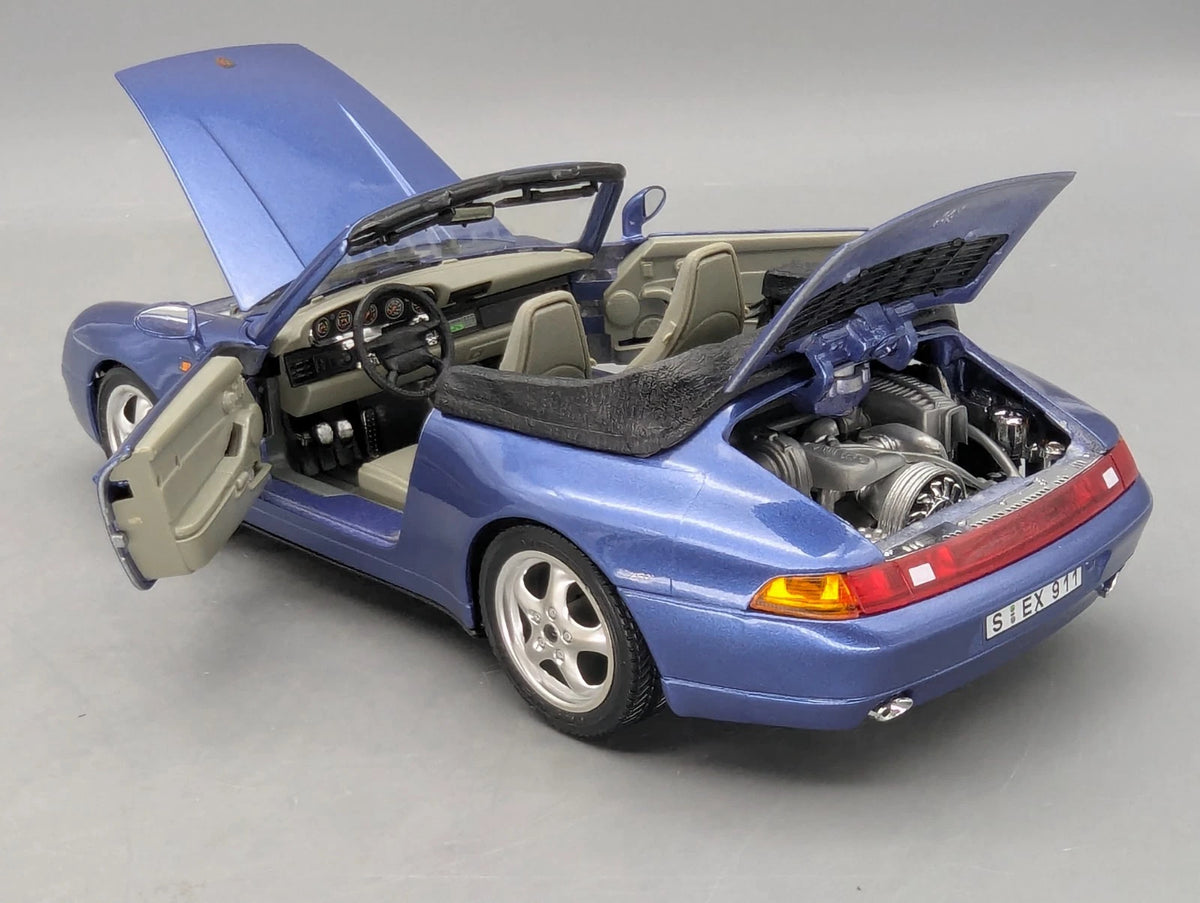 Modellautos 1:18 Bburago Porsche 911 Carrera Cabriolet 1993 Blau Met mit Vitrine