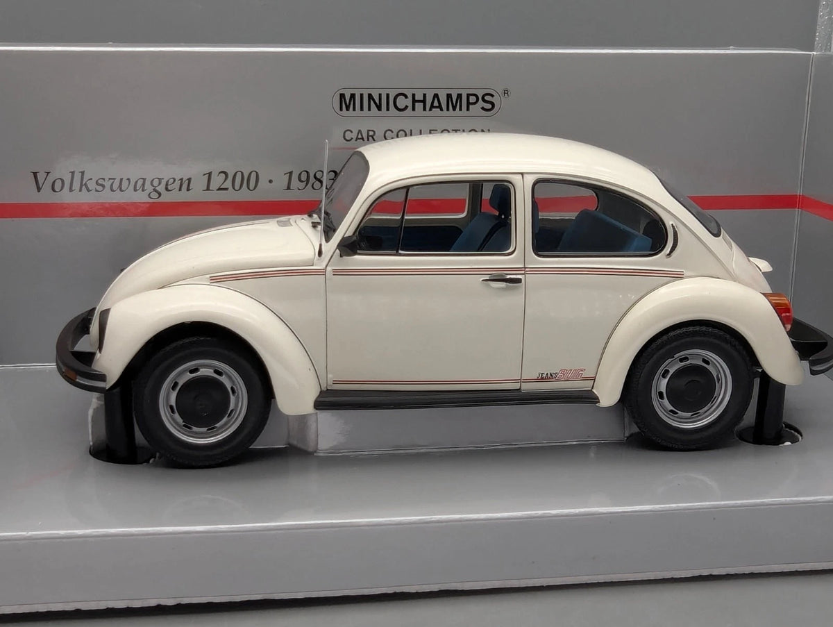 Modellautos 1:18 Minichamps Volkswagen VW Jeans Bug Käfer 1200 1983  Weiß OVP