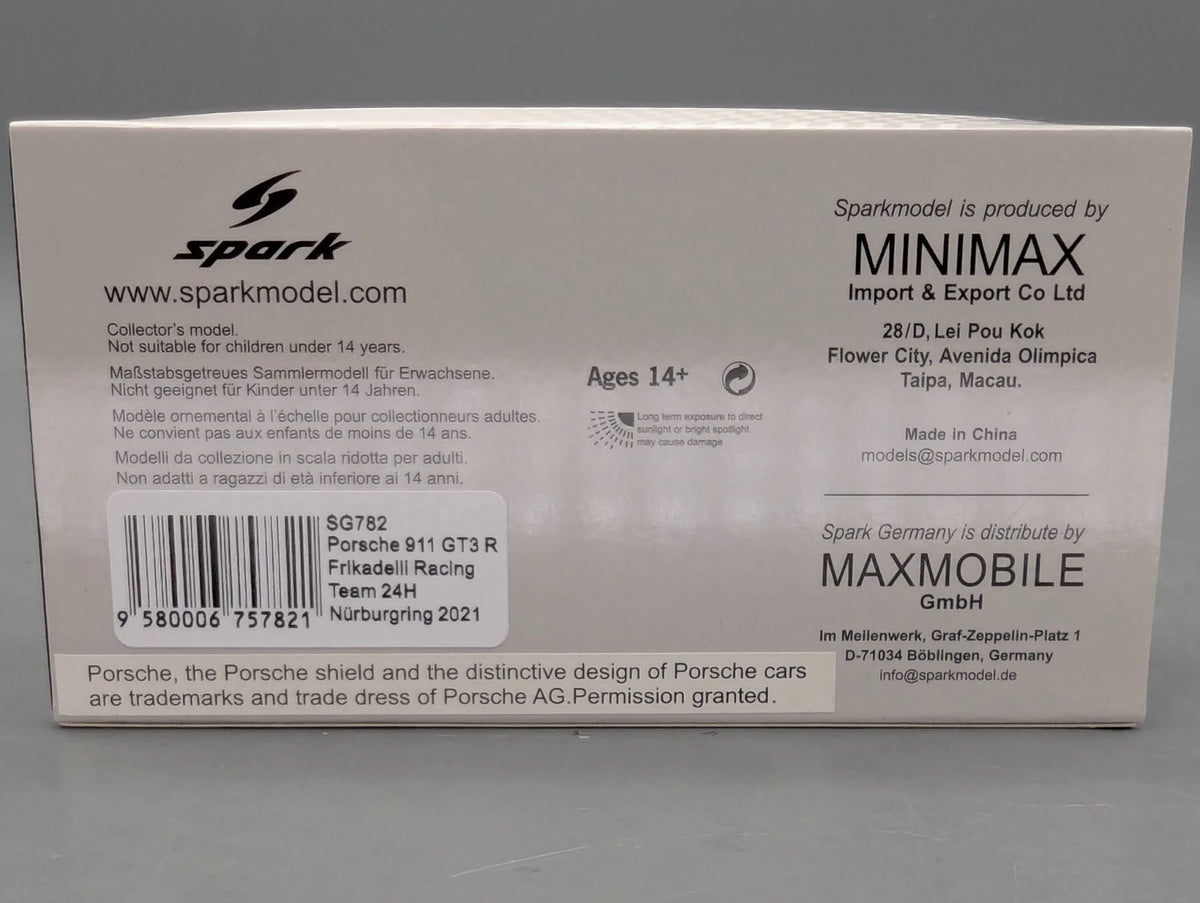 Modellautos 1:43 Spark SG782 Porsche 911 GT3 R 24H Nürburgring 2021 #31 OVP