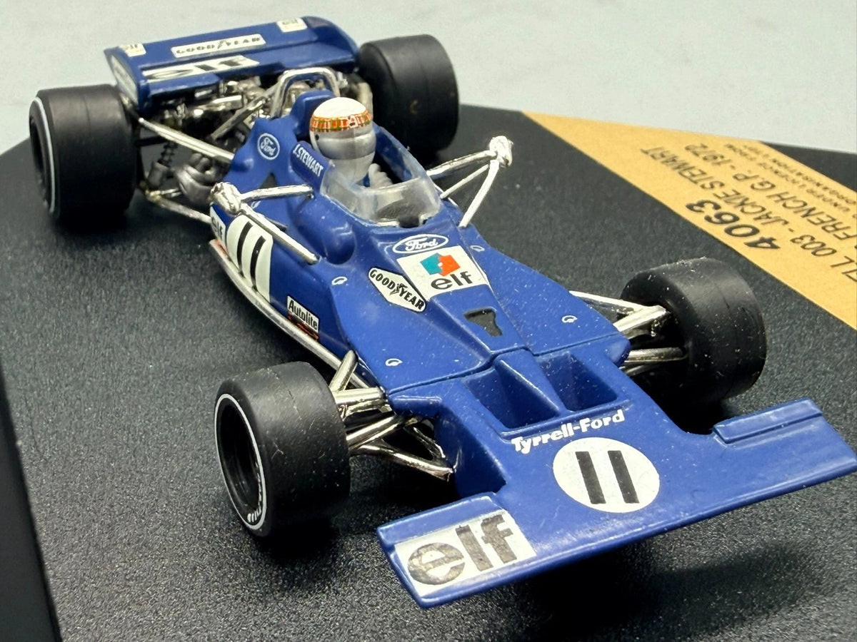 Modellautos 1:43 Quartzo Tyrrell 003 Jackie Stewart Winner French GP 72 +Vitrine