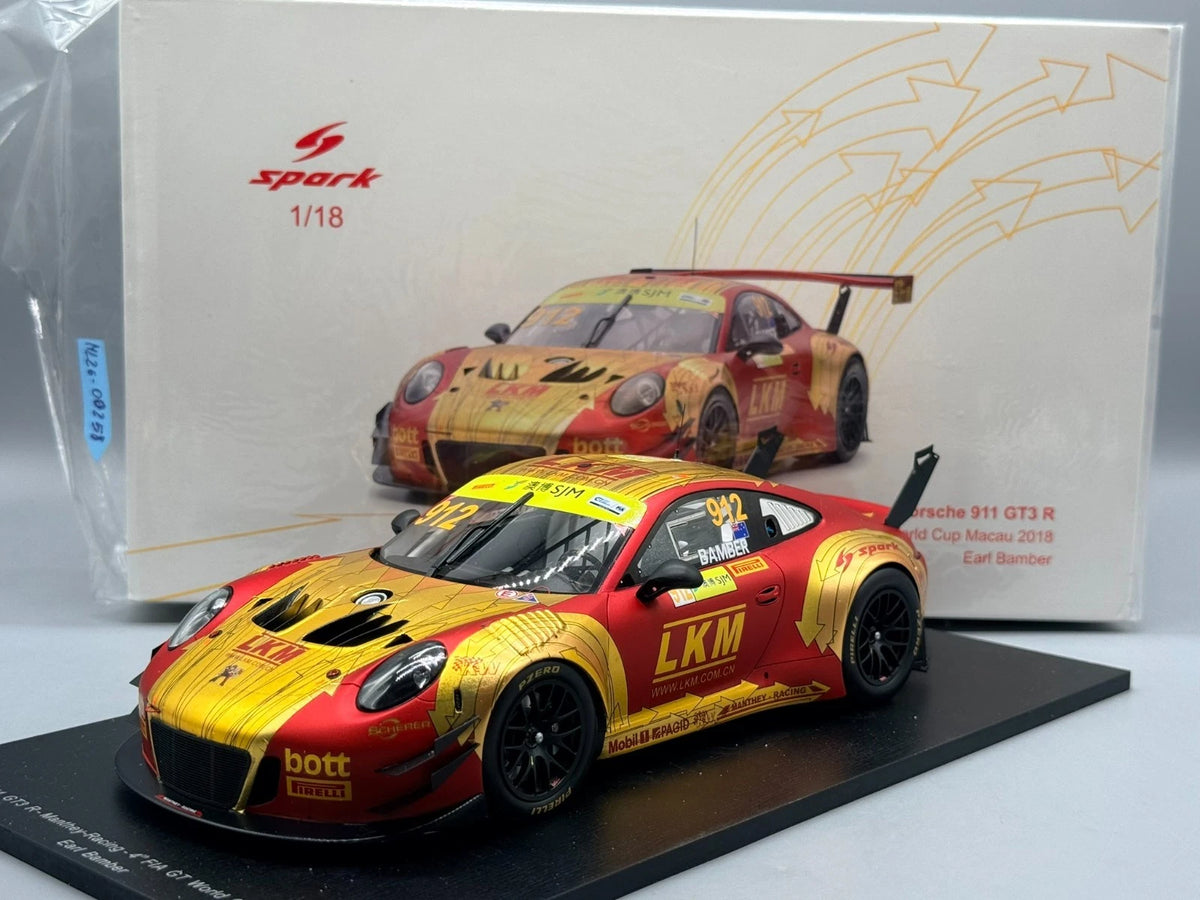 Modellautos 1:18 Spark Porsche 911 GT3 R Fia GT World Cup Macau 2018 mit OVP