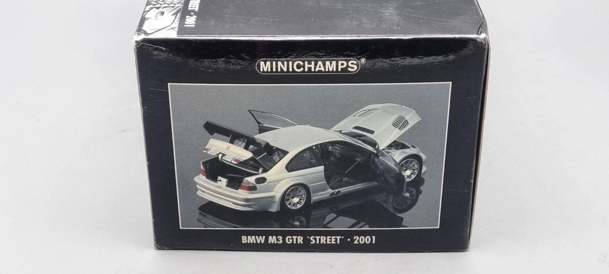 Modellautos 1:18 Minichamps 100 012100 BMW M3 GTR Street 2001 silver OVP