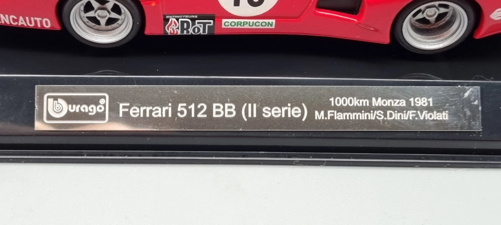Modellautos 1:43 Bburago Racing Ferrari 512 BB 1000km Monza 1981 #15 OVP
