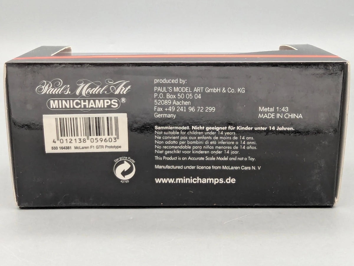 Modellautos 1:43 Minichamps World Special McLaren F1 GTR Prototype Red mit OVP