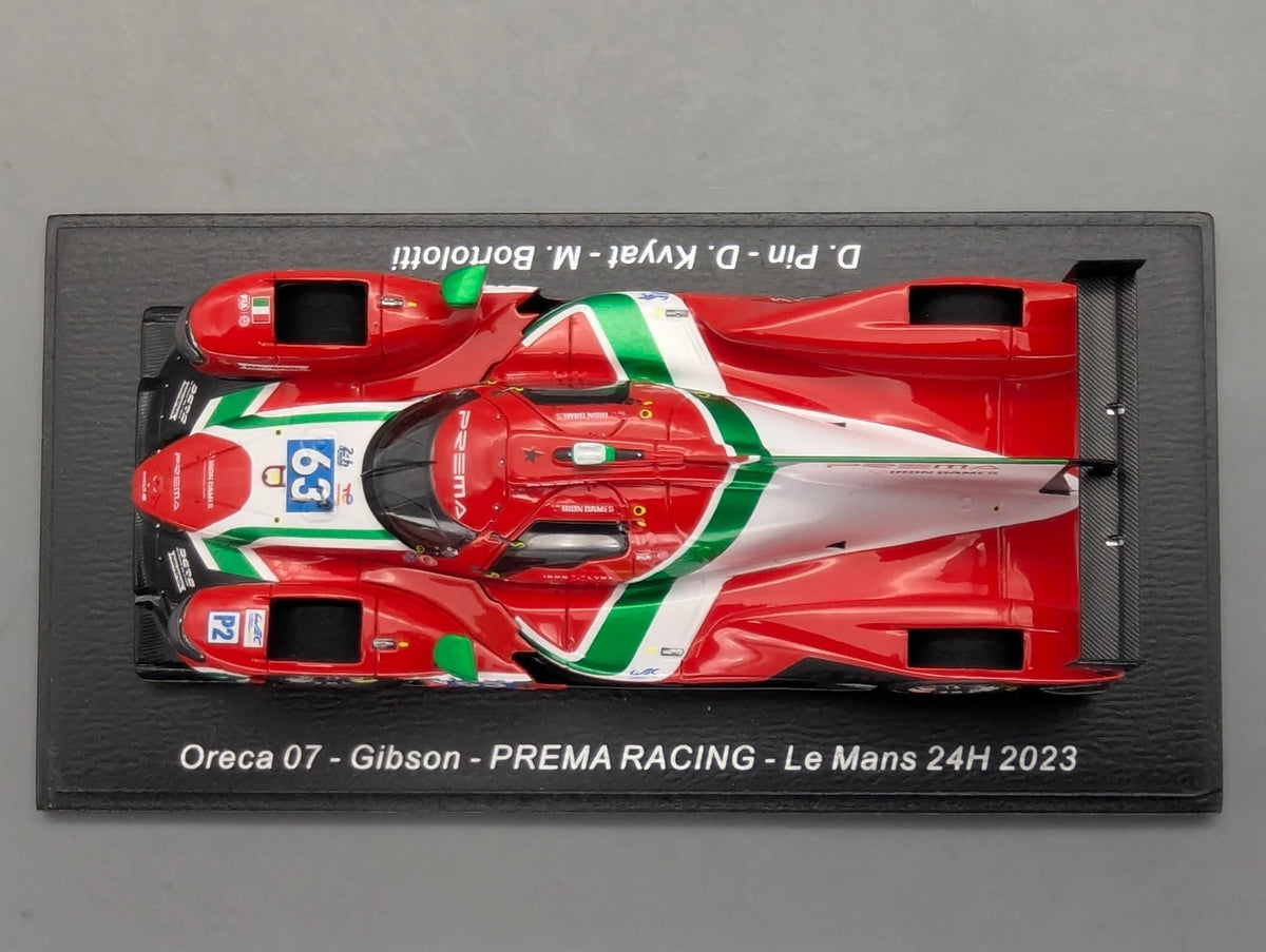 Modellautos 1:43 Spark Oreca 07 Gibson 24h Le Mans 2023 Prema #63 Vitrine