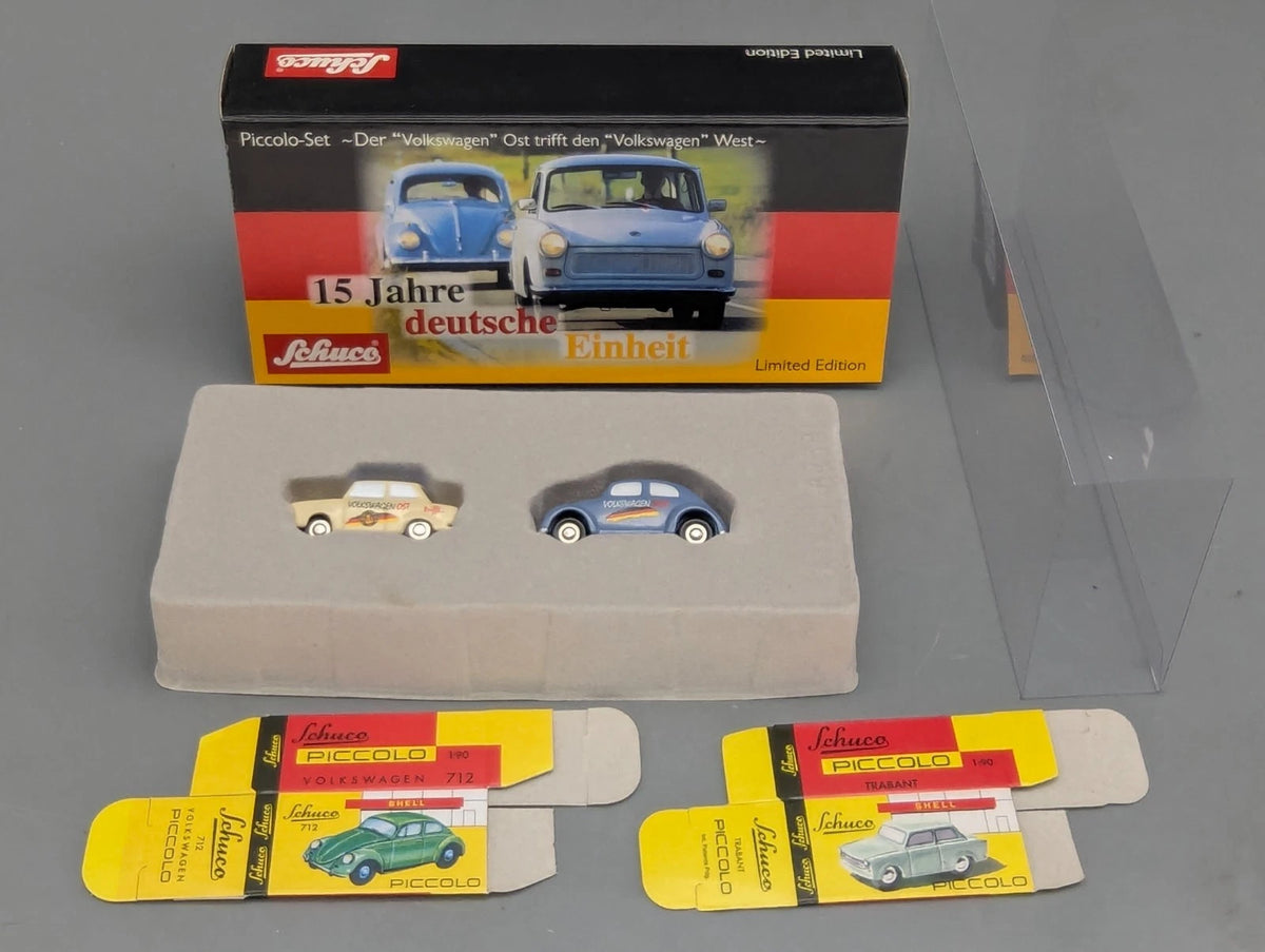 Modellautos 1:90 Schuco Piccolo-Set 15 Jahre deutsche Einheit VW Trabant in OVP