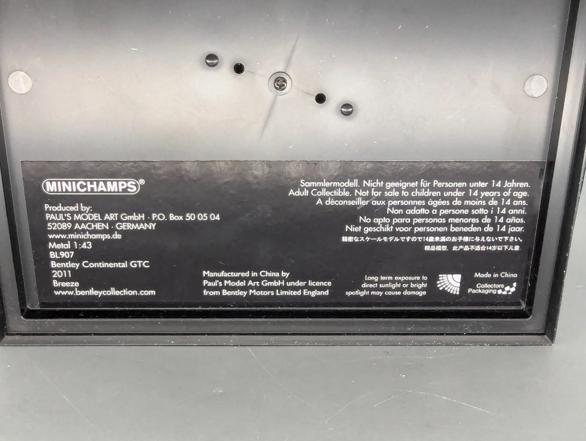 Modellautos 1:43 Minichamps Bentley Continental GTC Breeze Silber Met. mit OVP
