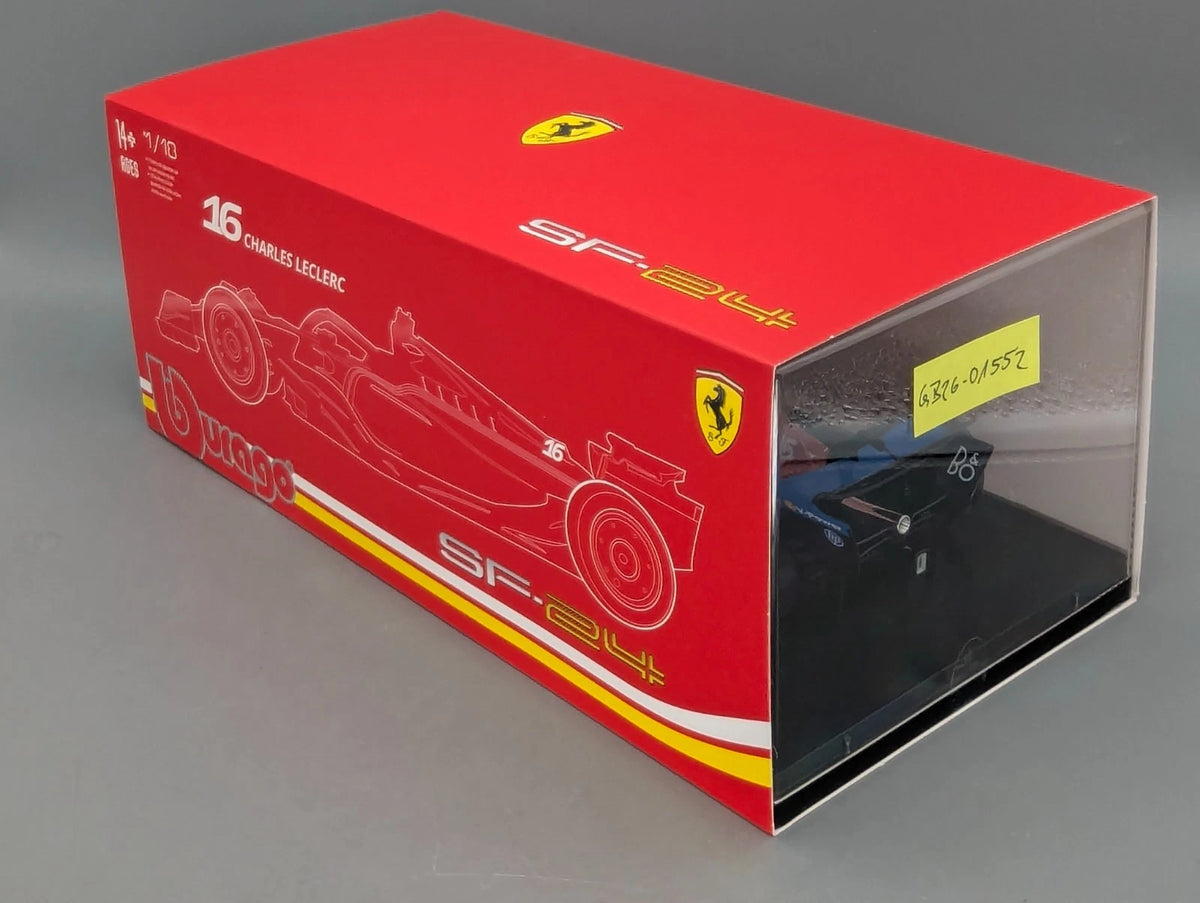 Modellautos 1:18 Bburago Ferrari SF24 Miami 2024 #16 C. Leclerc mit Vitrine OVP