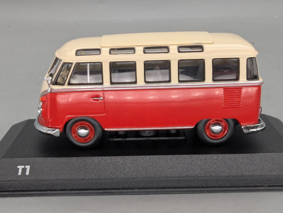 Modellautos 1:43 Minichamps Volkswagen VW Classic Bus T1 Rot Weiß mit Dealer OVP