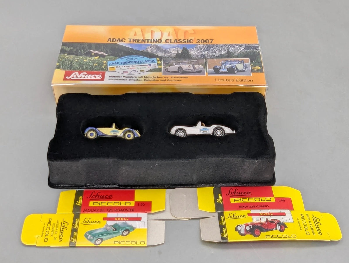 Modellautos 1:90 Schuco Piccolo Set ADAC Trentino Classic 2007 BMW + Jaguar OVP