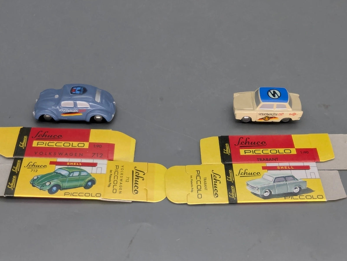 Modellautos 1:90 Schuco Piccolo Set 15 Jahre deutsche Einheit VW + Trabant OVP