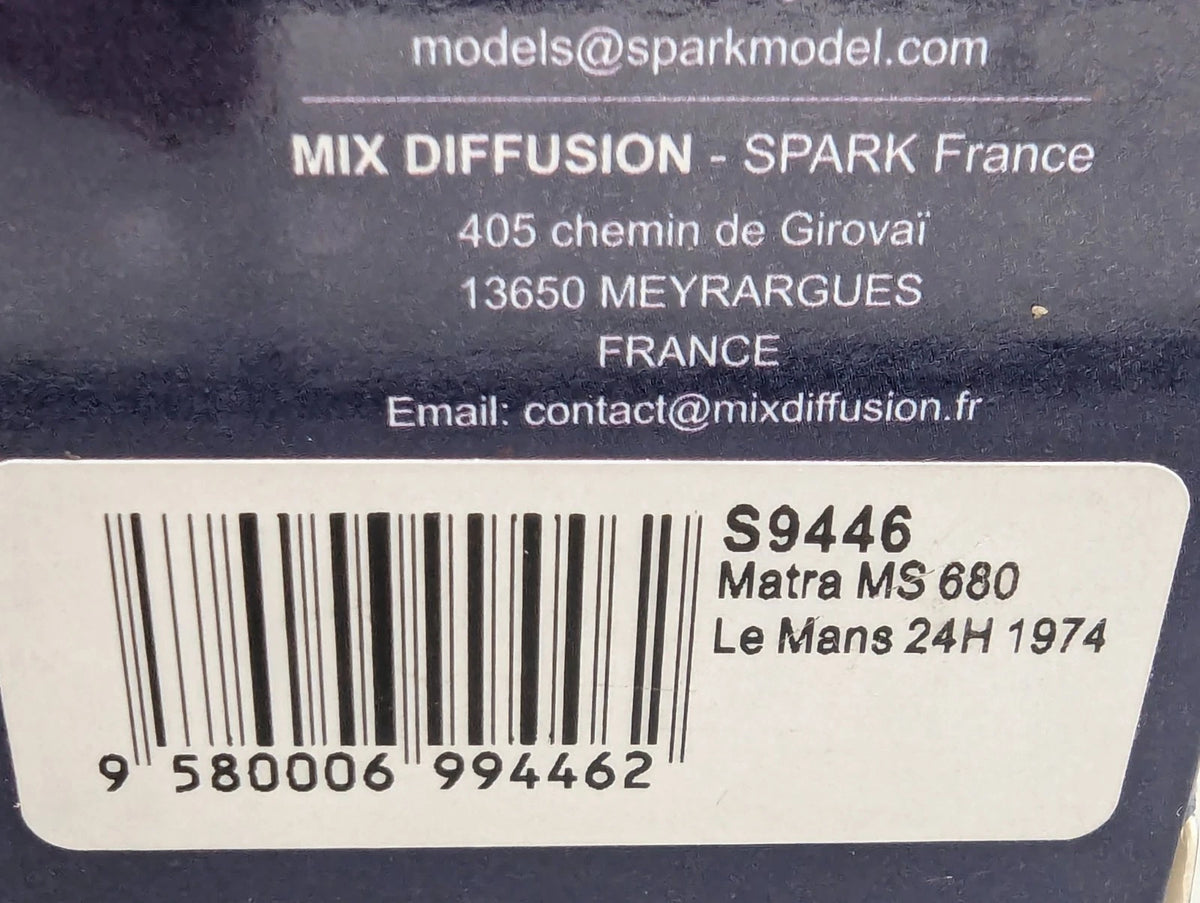 Modellautos 1:43 Spark S9446 Matra MS 680 24h Le Mans 1974 #6 mit OVP