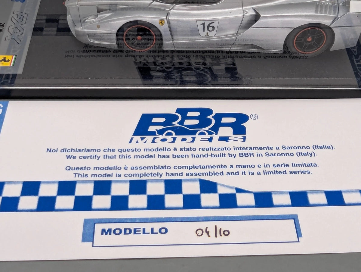 Modellautos 1:43 BBR Ferrari FXX  2006 Silber #16 Ltd 04/10 mit Vitrine und OVP