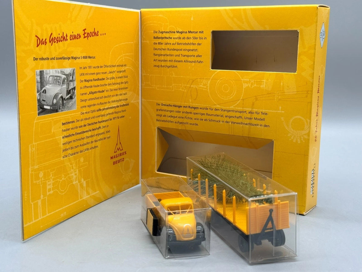 LKW Modelle H0 1:87 Brekina Magirus Alligator mit Rungenanhänger mit OVP