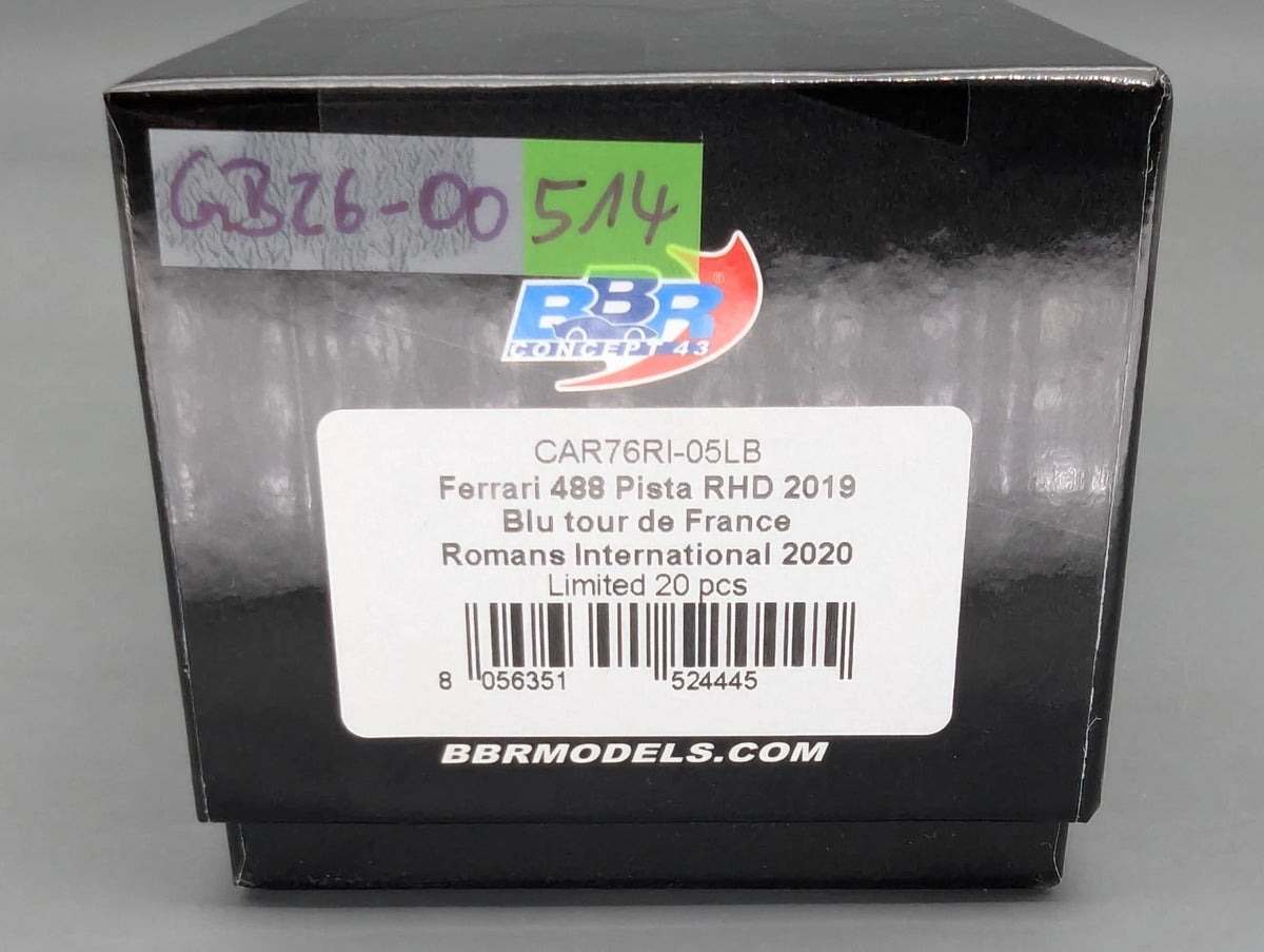 Modellautos 1:43 BBR Concept43 Ferrari 488 Pista RHD Blu TdF Ltd 01/20 OVP
