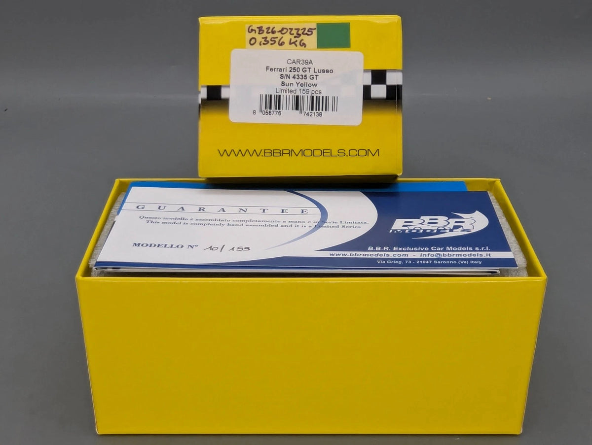 Modellautos 1:43 BBR Ferrari 250 GT S/N 4335 Ltd 010/159 Sun Yellow mit OVP