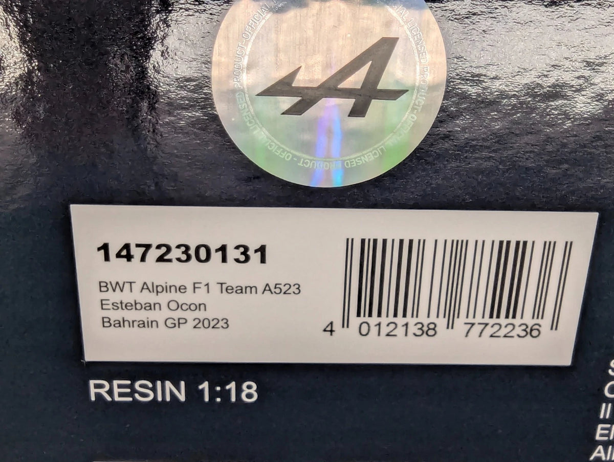 Modellautos 1:18 Minichamps BWT Alpine F1 Bahrain 2023 #31 Esteban Ocon mit OVP