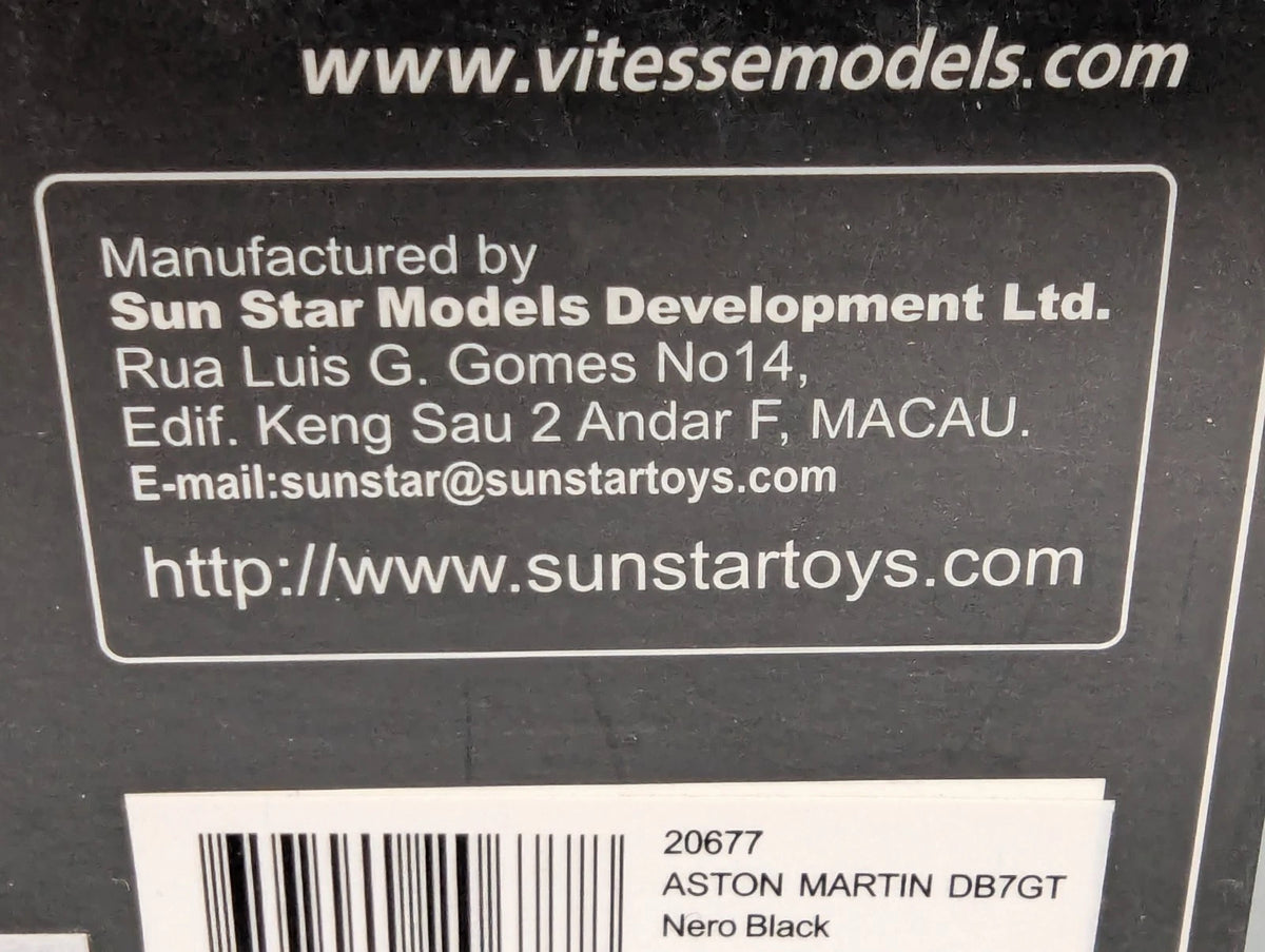 Modellautos 1:43 Vitesse Aston Martin DB7GT Nero BlackOVP