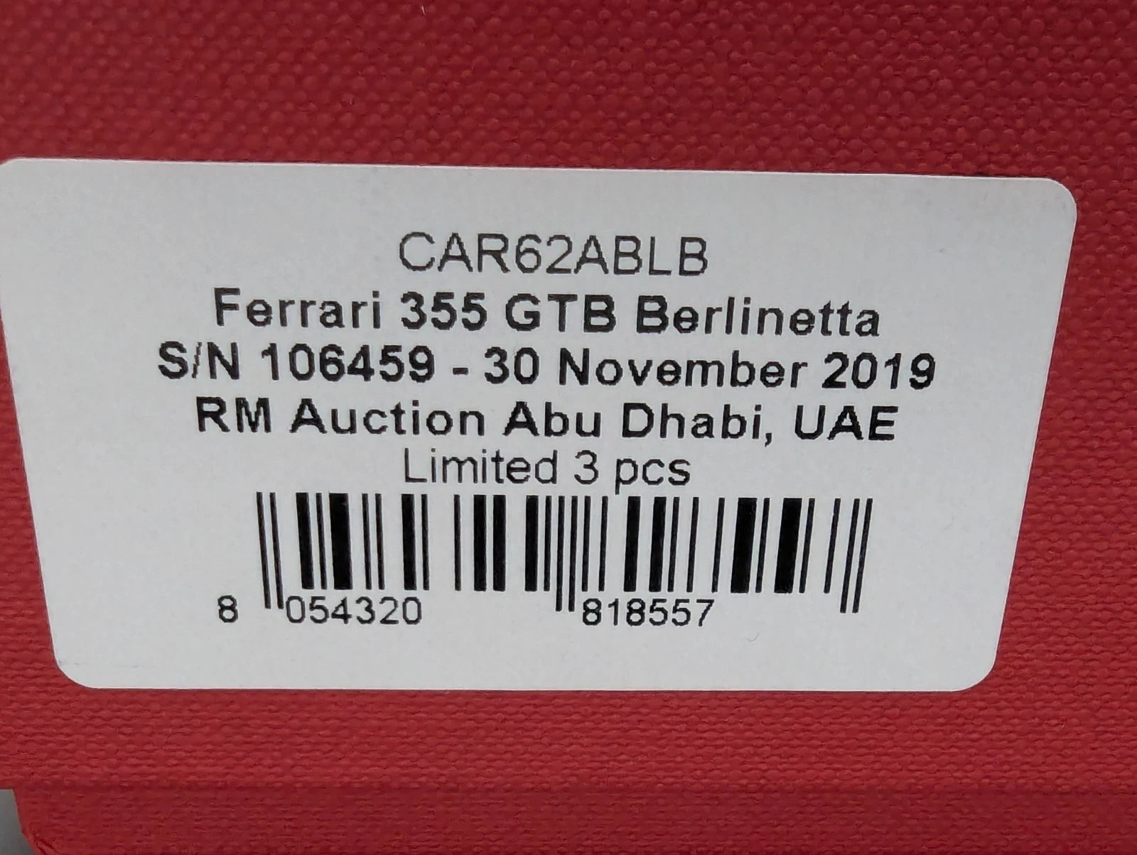 Modellautos 1:43 BBR Ferrari 355 GTB Berlinetta Auction UAE 2019 1/3 in OVP