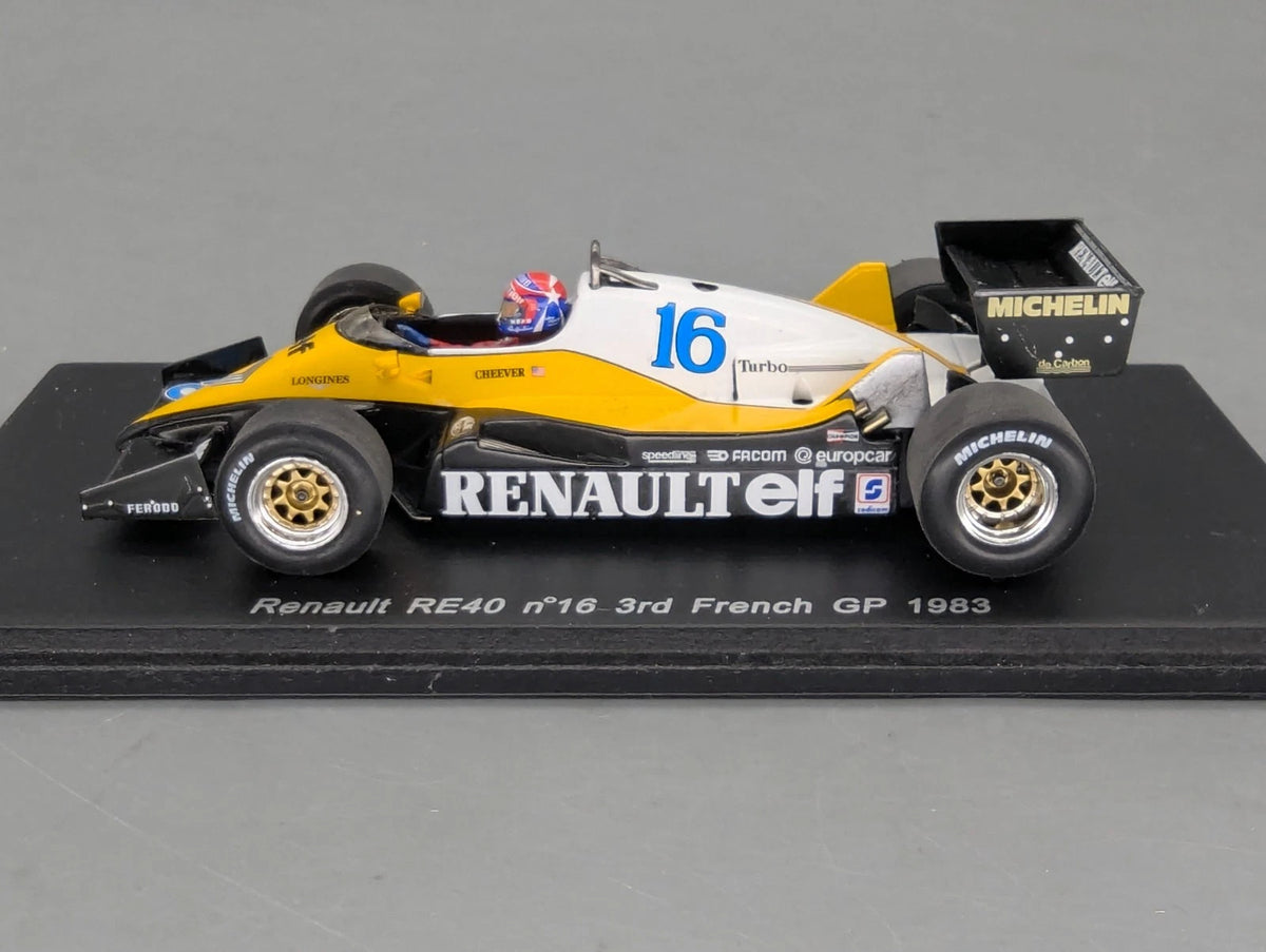 Modellautos 1:43 Spark S1707 Renault RE40 3rd French GP 1983 #16 E. Cheever OVP