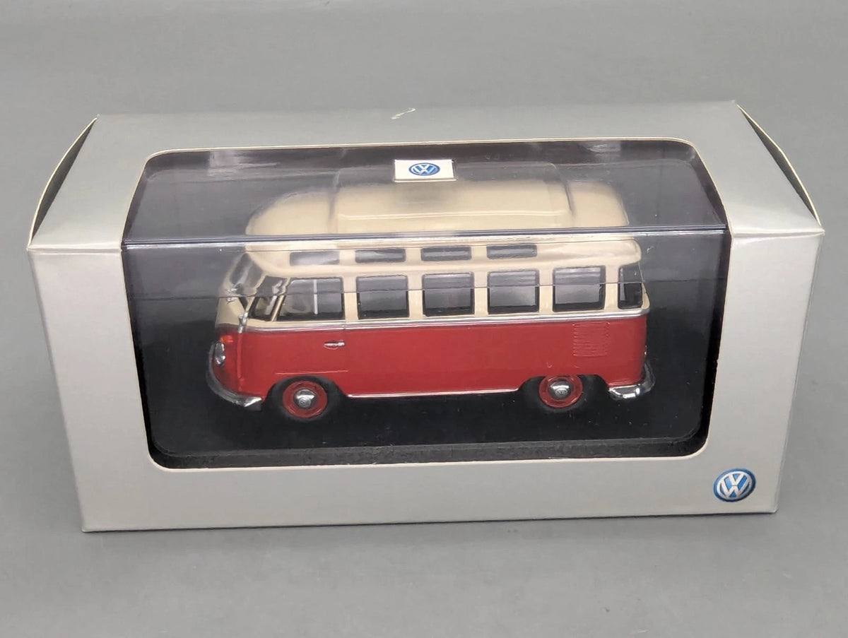 Modellautos 1:43 Minichamps Volkswagen VW Classic Bus T1 Rot Weiß mit Dealer OVP