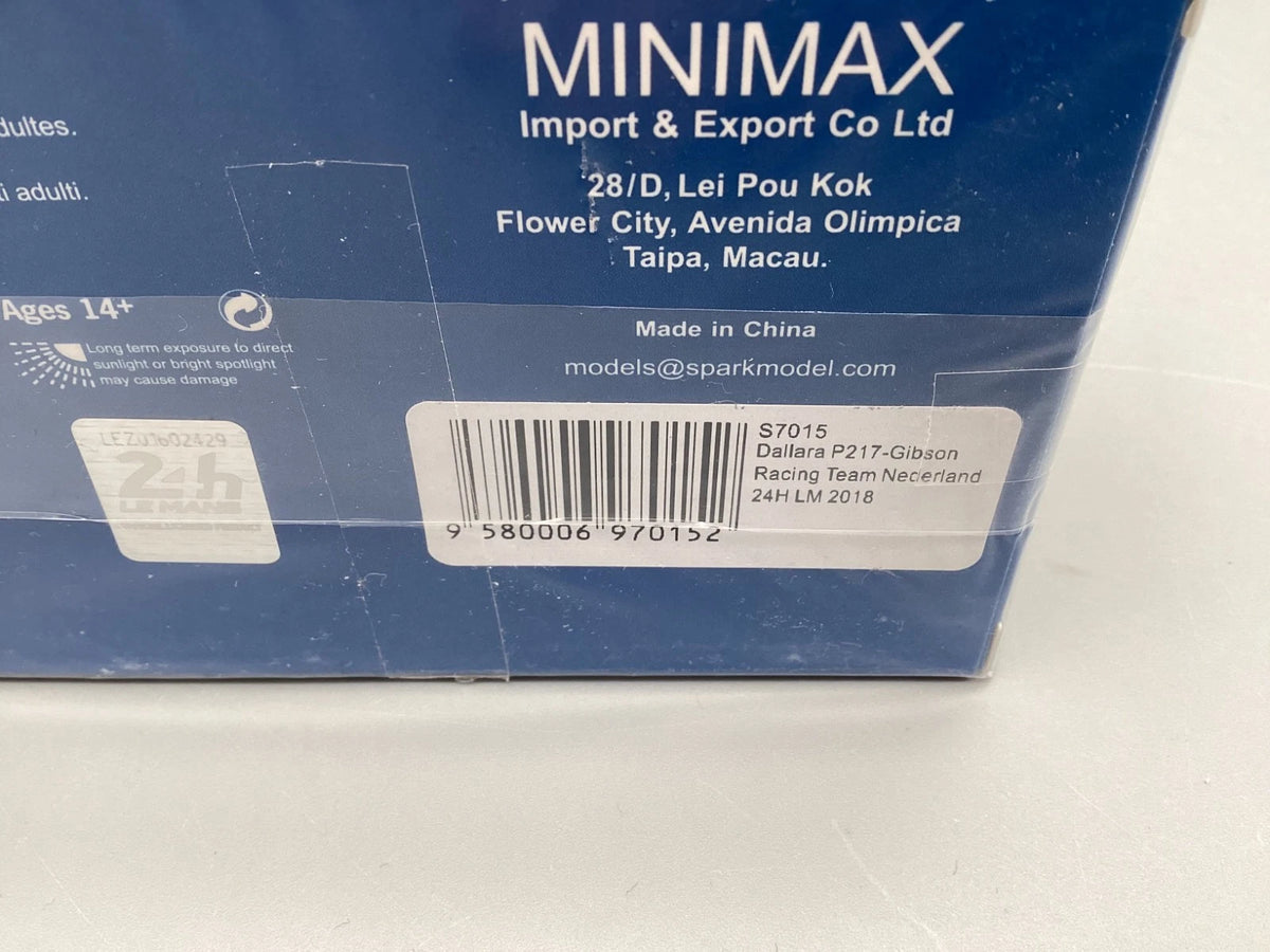 Modellautos 1:43 Spark Dallara P217 Gibson Nederland LM 2018 #29 OVP ungeöffnet