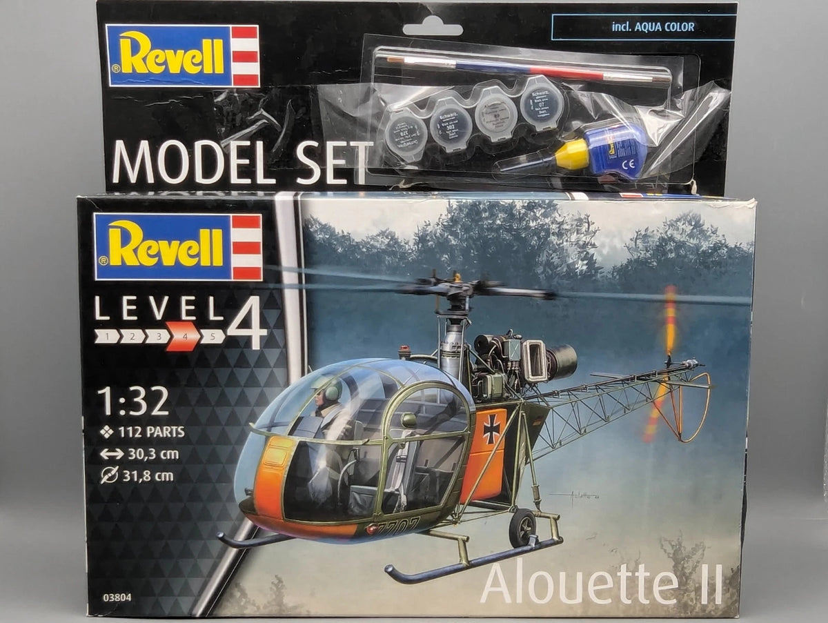Hubschrauber Modell Bausatz 1:32 Revell 03804 Alouette 2 mit Farben mit OVP