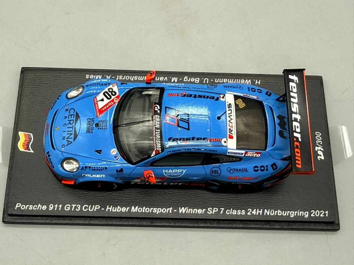 Modellautos 1:43 Spark Porsche 911 GT3 Cup Winner SP7 class 24H Nürburgring +OVP